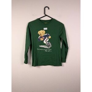 Polo Bear Ralph Lauren American Football Youth Long Sleeve Shirt‎ Kids Tee Small
